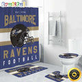 NFL Baltimore Ravens Helmet Shower Curtain Football Bathroom Mat Set and Shower Curtain