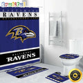 NFL Baltimore Ravens Shower Curtain Football Bathroom Mat Set and Shower Curtain