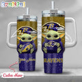 NFL Baltimore Ravens Tumbler Baby Yoda Customzed Handle Cup