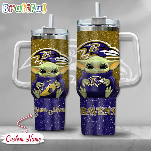 NFL Baltimore Ravens Tumbler Baby Yoda Customzed Handle Cup