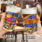 NFL Buffalo Bills Beer Glass Cup 16oz, Custom Football Glass Cup