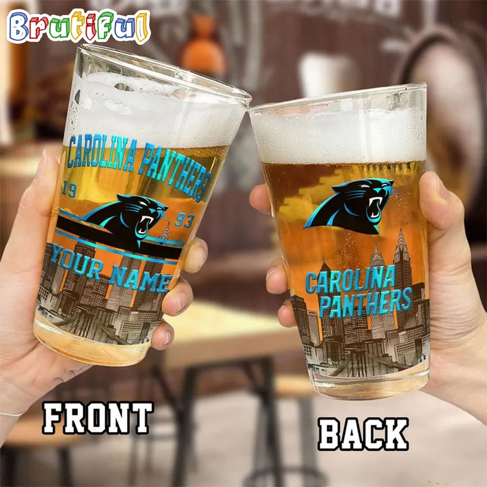NFL Carolina Panthers Beer Glass Cup 16oz, Custom Football Glass Cup