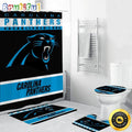 NFL Carolina Panthers Shower Curtain Football Bathroom Mat Set and Shower Curtain