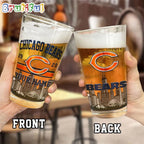 NFL Chicago Bears Beer Glass Cup 16oz, Custom Football Glass Cup