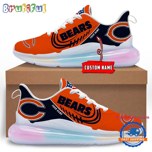 NFL Chicago Bears Women’s Rainbow Atmospheric Cushion Running Shoes, Football Women’s Shoes