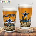 NFL Dallas Cowboys Beer Glass Cup 16oz, Custom Football Glass Cup