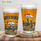 NFL Denver Broncos Beer Glass Cup 16oz, Custom Football Glass Cup