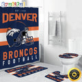 NFL Denver Broncos Helmet Shower Curtain Football Bathroom Mat Set and Shower Curtain