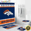 NFL Denver Broncos Shower Curtain Football Bathroom Mat Set and Shower Curtain