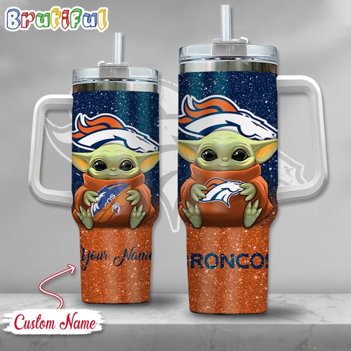 NFL Denver Broncos Tumbler Baby Yoda Customzed Handle Cup