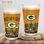 NFL Green Bay Packers Beer Glass Cup 16oz, Custom Football Glass Cup
