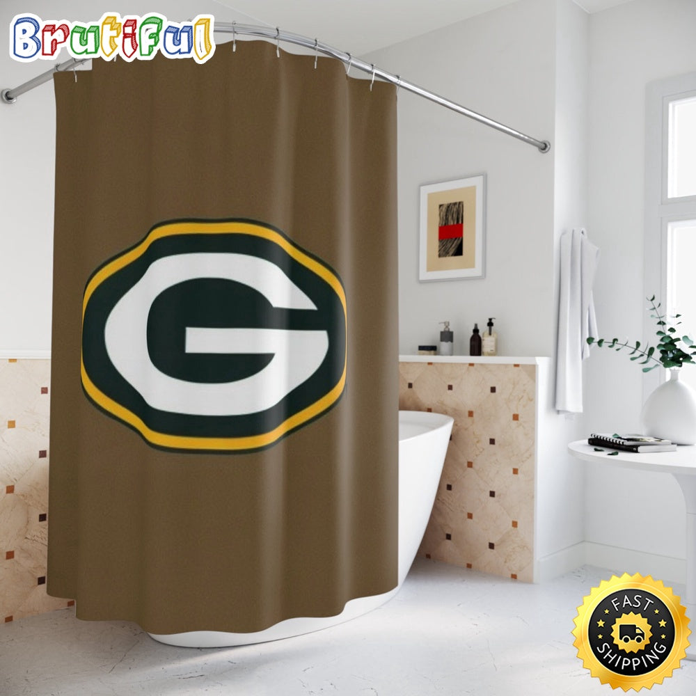 NFL Green Bay Packers Shower Curtain Sport Bathroom Mat Set and Shower Curtain