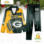 NFL Green Bay Packers Football Team Winter Satin Pajamas Set Gift for Fans