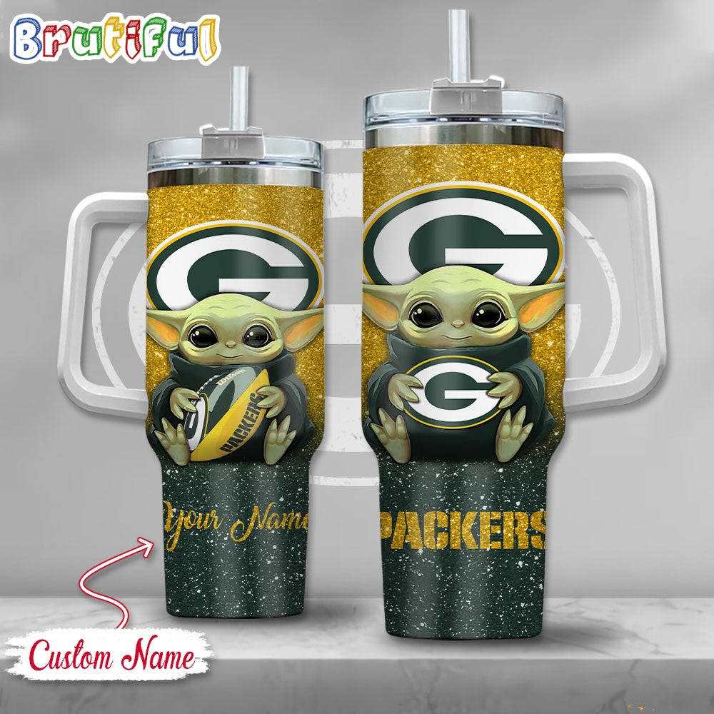 NFL Green Bay Packers Tumbler Baby Yoda Customzed Handle Cup