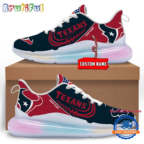 NFL Houston Texans Women’s Rainbow Atmospheric Cushion Running Shoes, Football Women’s Shoes