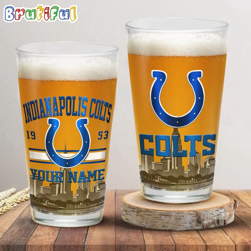 NFL Indianapolis Colts Beer Glass Cup 16oz, Custom Football Glass Cup