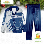 NFL Indianapolis Colts Football Team Winter Satin Pajamas Set Gift for Fans