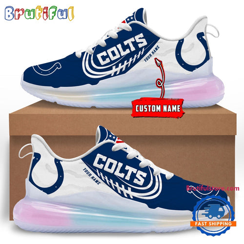 NFL Indianapolis Colts Women’s Rainbow Atmospheric Cushion Running Shoes, Football Women’s Shoes