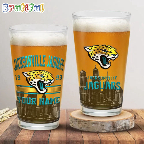 NFL Jacksonville Jaguars Beer Glass Cup 16oz, Custom Football Glass Cup