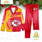 NFL Kansas City Chiefs Football Team Winter Satin Pajamas Set Gift for Fans