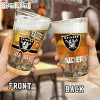 NFL Las Vegas Raiders Beer Glass Cup 16oz, Custom Football Glass Cup