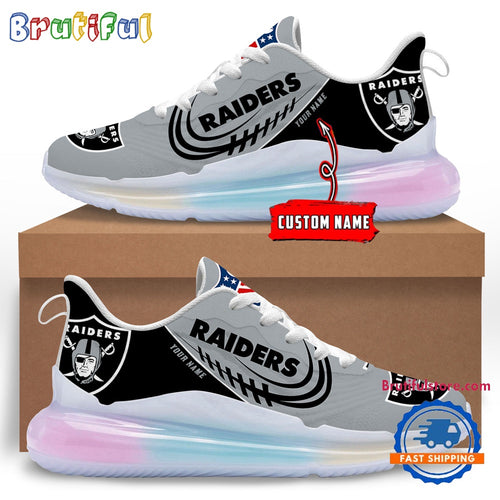 NFL Las Vegas Raiders Women’s Rainbow Atmospheric Cushion Running Shoes, Football Women’s Shoes