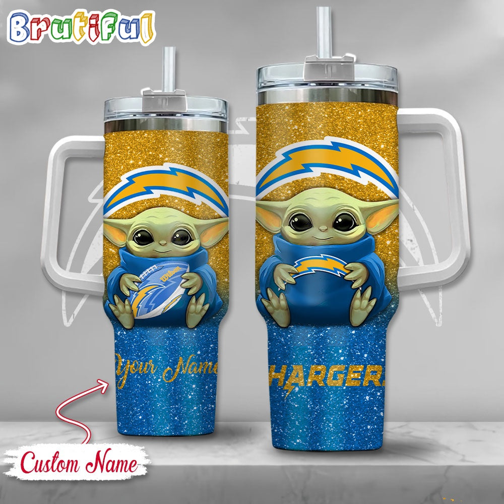 NFL Los Angeles Chargers Tumbler Baby Yoda Customzed Handle Cup