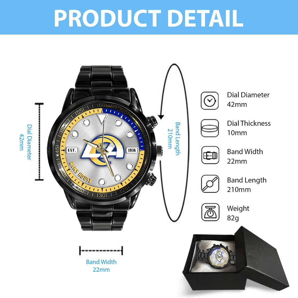 Los Angeles Rams Black Stainless Steel Watch – HOATT12950