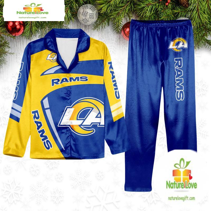 NFL Los Angeles Rams Football Team Winter Satin Pajamas Set Gift for Fans