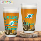 NFL Miami Dolphins Beer Glass Cup 16oz, Custom Football Glass Cup