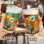 NFL Miami Dolphins Beer Glass Cup 16oz, Custom Football Glass Cup