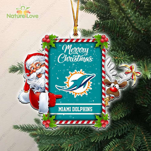 Miami Dolphins Santa Reindeer Funny Christmas Ornament NFL Gift