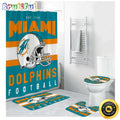 NFL Miami Dolphins Shower Curtain Football Team Helmet Shower Curtain Sets