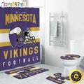 NFL Minnesota Vikings Helmet Shower Curtain Football Bathroom Mat Set and Shower Curtain