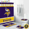 NFL Minnesota Vikings Shower Curtain Football Bathroom Mat Set and Shower Curtain