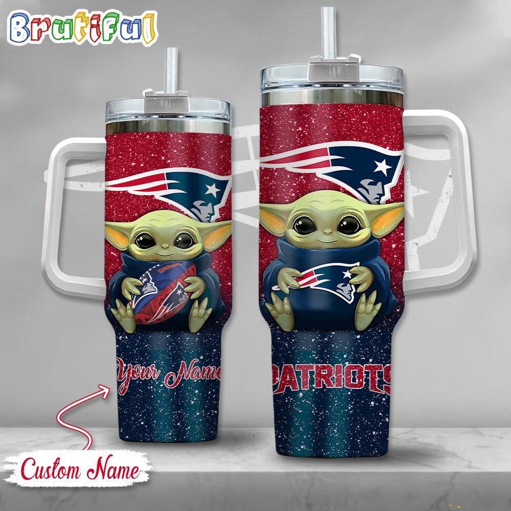 NFL New England Patriots Tumbler Baby Yoda Customzed Handle Cup