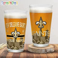 NFL New Orleans Saints Beer Glass Cup 16oz, Custom Football Glass Cup