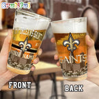 NFL New Orleans Saints Beer Glass Cup 16oz, Custom Football Glass Cup