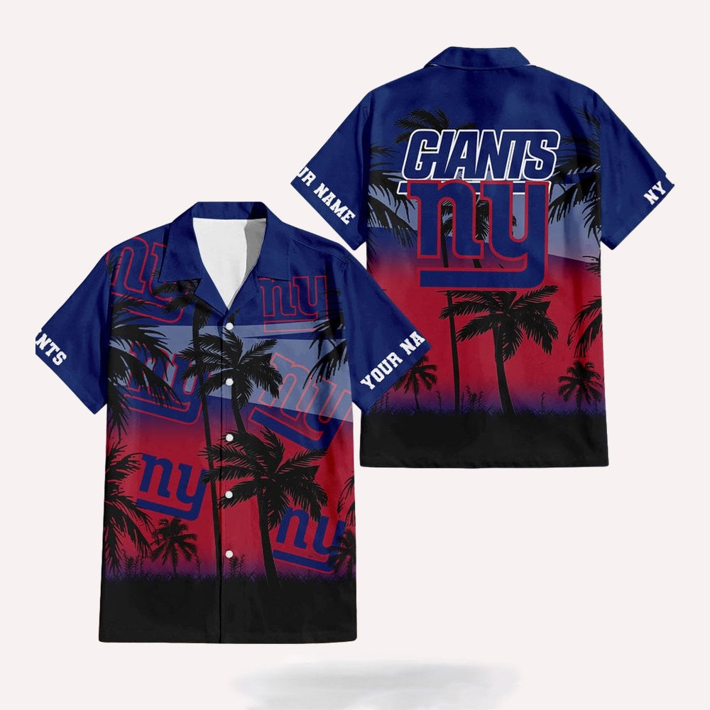 NFL New York Giants Palm Tree Summer Design Aloha Hawaiian Shirt