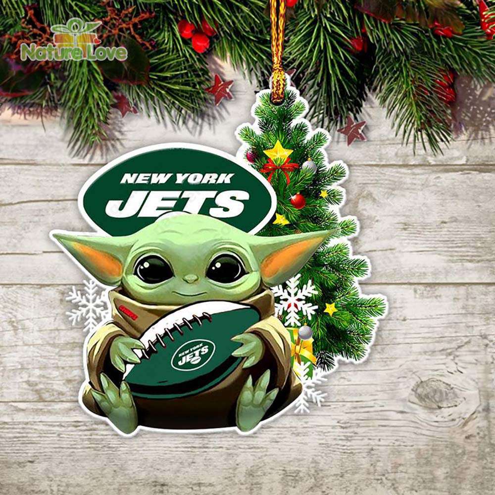 NFL New York Jets Baby Yoda Christmas Ornament Xmas Tree Decoration