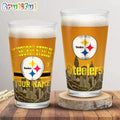 NFL Pittsburgh Steelers Beer Glass Cup 16oz, Custom Football Glass Cup