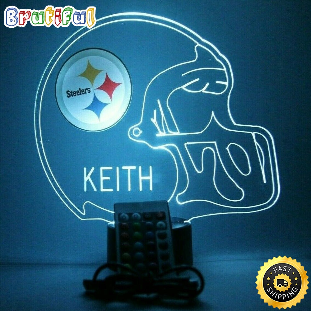 NFL Pittsburgh Steelers Night Light Up Table Lamp Football Helmet Sports LED Light