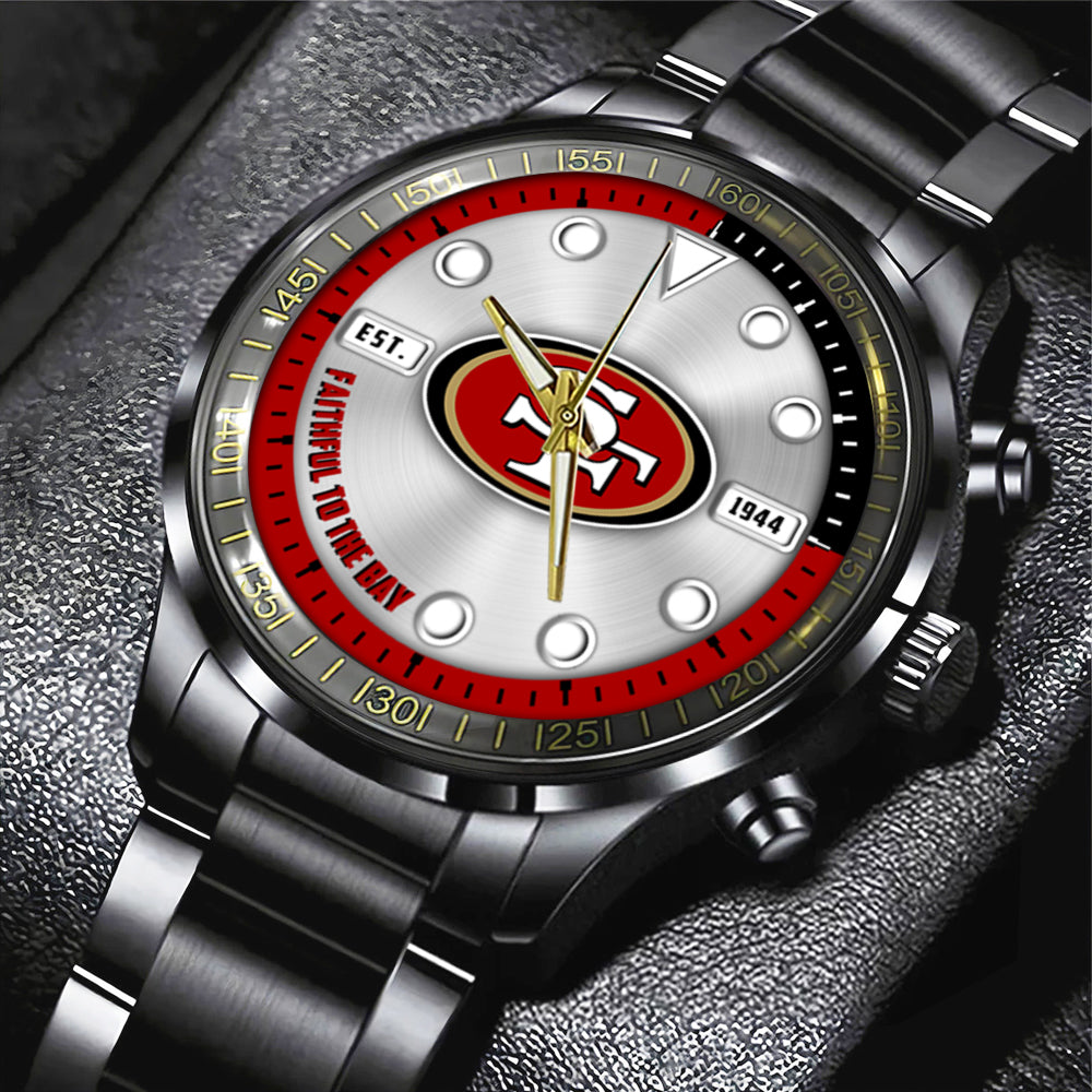 San Francisco 49ers Black Stainless Steel Watch – HOATT12959