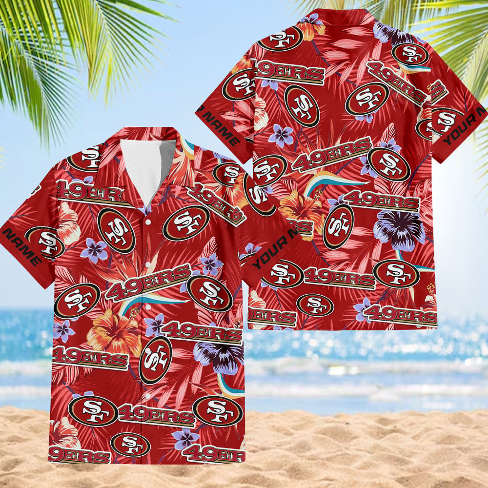 NFL San Francisco 49ers Football Team Flower Summer Design Hawaiian Button Shirt