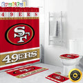 NFL San Francisco 49ers Shower Curtain Football Bathroom Mat Set and Shower Curtain