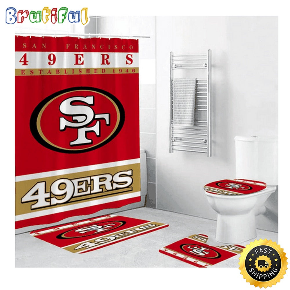 NFL San Francisco 49ers Shower Curtain Football Team Helmet Shower Curtain Sets