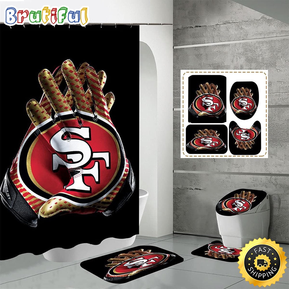 NFL San Francisco 49ers Shower Curtain Trendy Bathroom Drapes