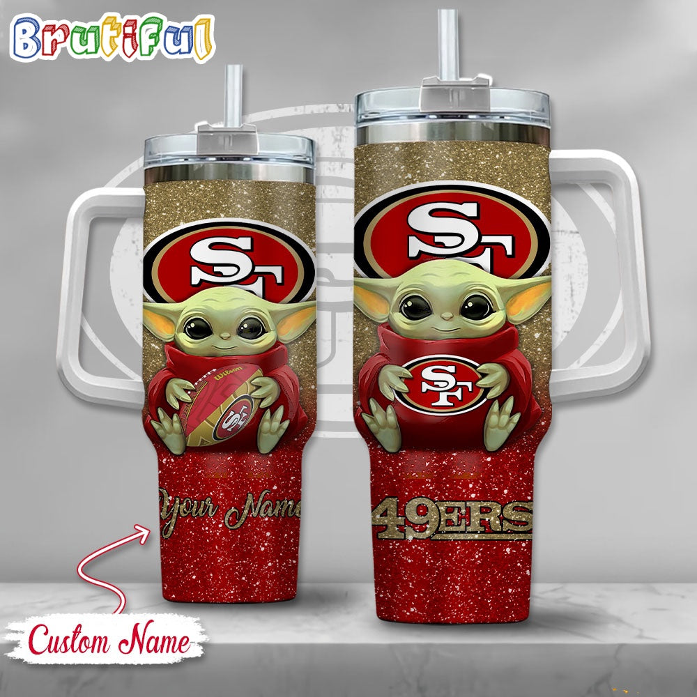 NFL San Francisco 49ers Tumbler Baby Yoda Customzed Handle Cup