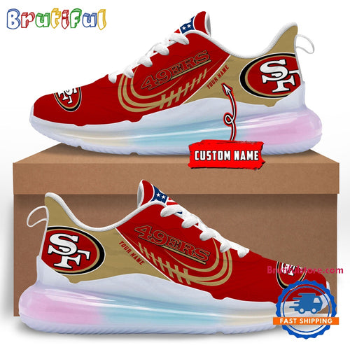 NFL San Francisco 49ers Women’s Rainbow Atmospheric Cushion Running Shoes, Football Women’s Shoes