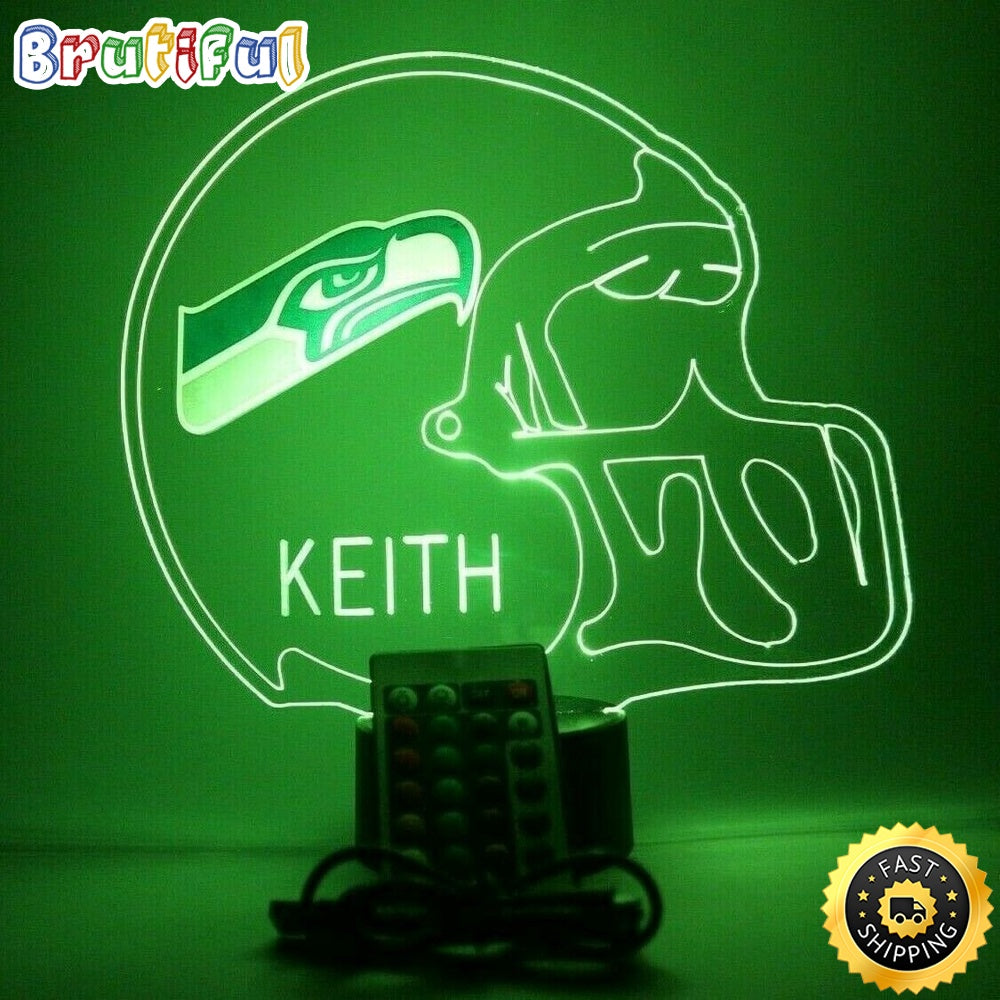 NFL Seattle Seahawks Night Light Up Table Lamp Football Helmet Sports LED Light
